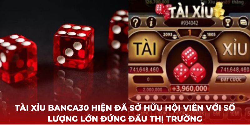 Tài xỉu banca30 hiện đã sở hữu hội viên với số lượng lớn đứng đầu thị trường